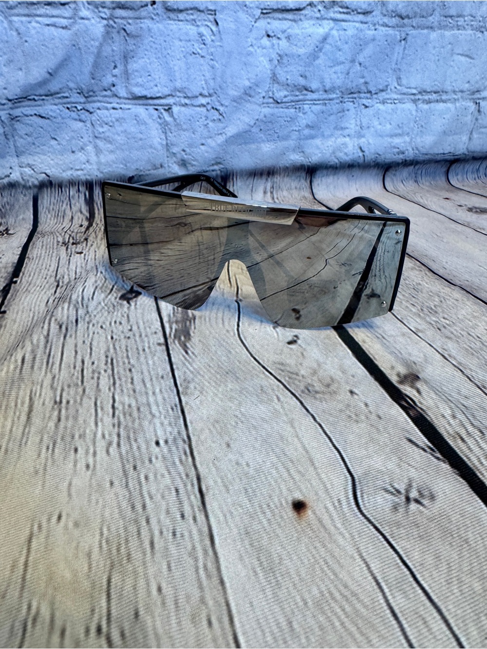 True Religion Oversized Shield Sunglasses Black Wraparound New UV Protection